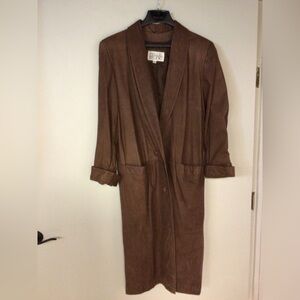 Pelle Studio Brown Leather Trench Coat